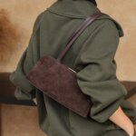 Bolso de Hombro de Cuero de Ante Estilo Francés, Diseño Minimalista para el Día a Día, Bolso de Axila de Cuero Genuino para M... - Imagen 3