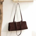 Bolso de Hombro de Cuero de Ante Estilo Francés, Diseño Minimalista para el Día a Día, Bolso de Axila de Cuero Genuino para M... - Imagen 5