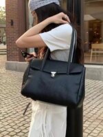 Bolso de hombro de gran capacidad para mujer, estilo coreano, elegante, para ir al trabajo, color platino, sencillo, a la mod... - Imagen 2