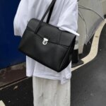 Bolso de hombro de gran capacidad para mujer, estilo coreano, elegante, para ir al trabajo, color platino, sencillo, a la mod...