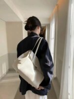 Bolso de hombro de gran capacidad para mujer, estilo coreano, elegante, para ir al trabajo, color platino, sencillo, a la mod... - Imagen 5