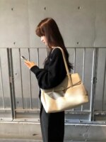 Bolso de hombro de gran capacidad para mujer, estilo coreano, elegante, para ir al trabajo, color platino, sencillo, a la mod... - Imagen 4