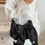 Bolso de Mujer con Textura de Encaje Plegado, Estilo Coreano Simple, Casual, Chic Urbano, para Uso Diario