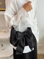 Bolso de Mujer con Textura de Encaje Plegado, Estilo Coreano Simple, Casual, Chic Urbano, para Uso Diario