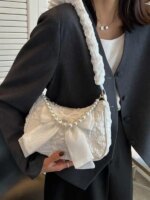Bolso de Mujer con Textura de Encaje Plegado, Estilo Coreano Simple, Casual, Chic Urbano, para Uso Diario - Imagen 3