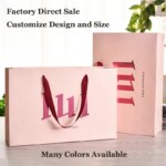 Venta al por mayor, 500 unids/lote, bolsas de compras de papel de lujo de alta gama con mango de cinta, personaliza tu propio logotipo impreso para joyería de mujer