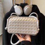 Bolso Bandolera Y2K para Mujer, Modelo LinJ2026, Tejido, de un Solo Hombro, Pequeño y Cuadrado, Bolso de Mano Moderno, Exclus...
