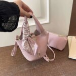 Cesta de verduras con estampado de lichi, bolso tipo cubo para llevar al hombro, moda femenina de alta gama, pañuelo de seda versátil, bolso bandolera. - Imagen 6