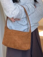 Bolso de Hombro de Gamuza a la Moda para Mujer, Bolso de Mano EMORRIN, Estilo Retro Otoño Invierno, Forro de Poliéster - Imagen 3