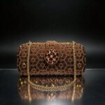 Bolso de mano de noche con pedrería para mujer, tipo caja rígida de cristal, con cadena dorada, bandolera, para boda, fiesta de graduación, cóctel, bolso de novia - Imagen 4