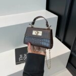 Bolso de mano pequeño y moderno con estampado en relieve para mujer, con cierre dorado, asa para llevar al hombro, correa desmontable y asa superior, un bolso bandolera adorable. - Imagen 2
