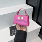 Bolso de mano pequeño y moderno con estampado en relieve para mujer, con cierre dorado, asa para llevar al hombro, correa desmontable y asa superior, un bolso bandolera adorable. - Imagen 5