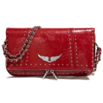 Bolso Bandolera Tipo Sobre Pequeño para Mujer 2026, Bolso de Hombro Casual de Cuero Encerado Negro Suave con Cadena de Remaches Plateados - Imagen 2