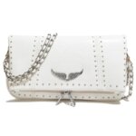 Bolso Bandolera Tipo Sobre Pequeño para Mujer 2026, Bolso de Hombro Casual de Cuero Encerado Negro Suave con Cadena de Remaches Plateados - Imagen 6