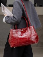 Bolso de mano Aidrani para mujer con estampado de piel de cocodrilo, bolso de cuero de vaca genuino con asa superior, bolso de diseño para llevar al hombro, ideal para el trabajo, la oficina, fiestas y el uso diario.