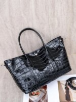 Bolso de mano Aidrani para mujer con estampado de piel de cocodrilo, bolso de cuero de vaca genuino con asa superior, bolso de diseño para llevar al hombro, ideal para el trabajo, la oficina, fiestas y el uso diario. - Imagen 4