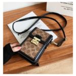 Bolso vertical para teléfono con asa única, estilo clásico retro, con estampado de moda, para mujer, bolso bandolera para llevar el móvil, en colores negro, rosa, marrón y blanco, ideal para el uso diario y actividades al aire libre. - Imagen 2