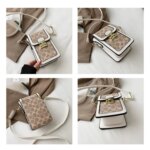 Bolso vertical para teléfono con asa única, estilo clásico retro, con estampado de moda, para mujer, bolso bandolera para llevar el móvil, en colores negro, rosa, marrón y blanco, ideal para el uso diario y actividades al aire libre. - Imagen 4