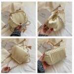 Bolso De Mujer Plisado Con Cadena De Perlas Bolso Bandolera 067 - Imagen 5
