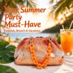Bolso de mano con pedrería degradada para mujer, bolso de nube de cuero PU, bolso de fiesta de verano color mandarina con cadena gruesa de acrílico, bolso de mano para brunch y fiesta de graduación - Imagen 3