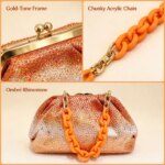 Bolso de mano con pedrería degradada para mujer, bolso de nube de cuero PU, bolso de fiesta de verano color mandarina con cadena gruesa de acrílico, bolso de mano para brunch y fiesta de graduación - Imagen 5