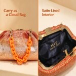Bolso de mano con pedrería degradada para mujer, bolso de nube de cuero PU, bolso de fiesta de verano color mandarina con cadena gruesa de acrílico, bolso de mano para brunch y fiesta de graduación - Imagen 4
