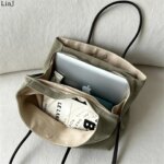 Bolso tote retro de lona gruesa para mujer, de gran capacidad, bandolera, impermeable, de mano - Imagen 3