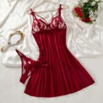 Camisón para mujer de tejido semitransparente y con bordado - Imagen 2
