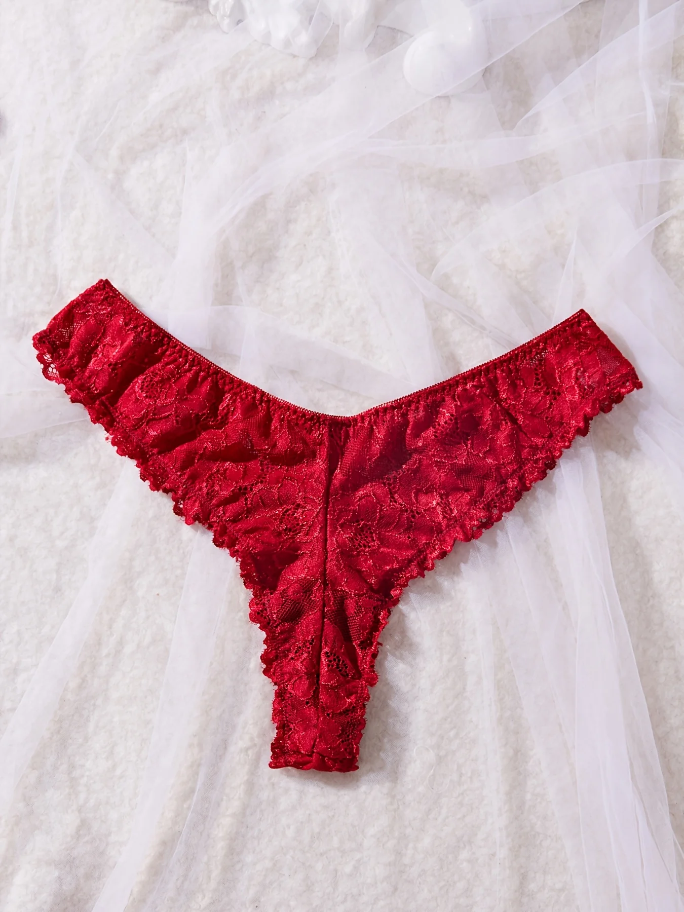 Conjunto de lencería de encaje sexy para mujer, camisón rojo caliente con bragas a juego, camisola de encaje transparente con cuello en V, noche romántica