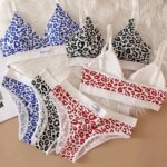 Conjunto de sujetador sin costuras para mujer, bragas de cintura baja, Bralette de leopardo, conjunto de lencería Sexy con cuello en V, sujetador deportivo, ropa interior femenina de algodón, 1/3/8 Uds. - Imagen 5