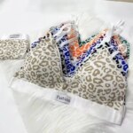 Conjunto de sujetador sin costuras para mujer, bragas de cintura baja, Bralette de leopardo, conjunto de lencería Sexy con cuello en V, sujetador deportivo, ropa interior femenina de algodón, 1/3/8 Uds.