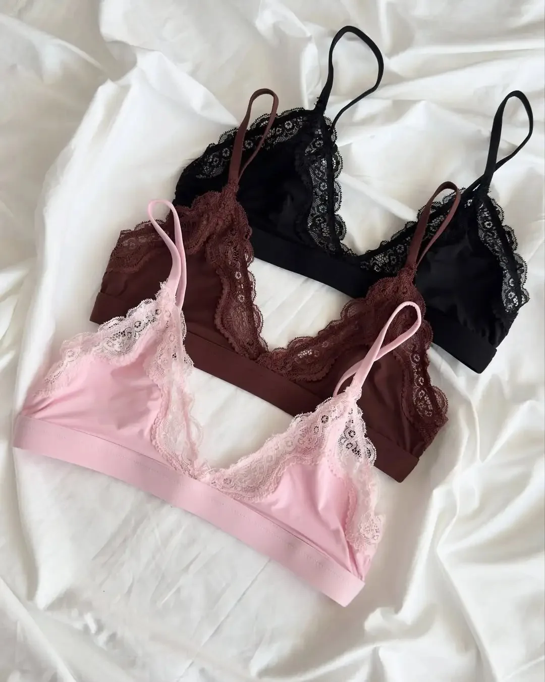 Conjunto de sujetador con cuello en V de encaje para mujer, lencería elegante y transpirable para verano, conjunto de ropa interior lisa y elegante