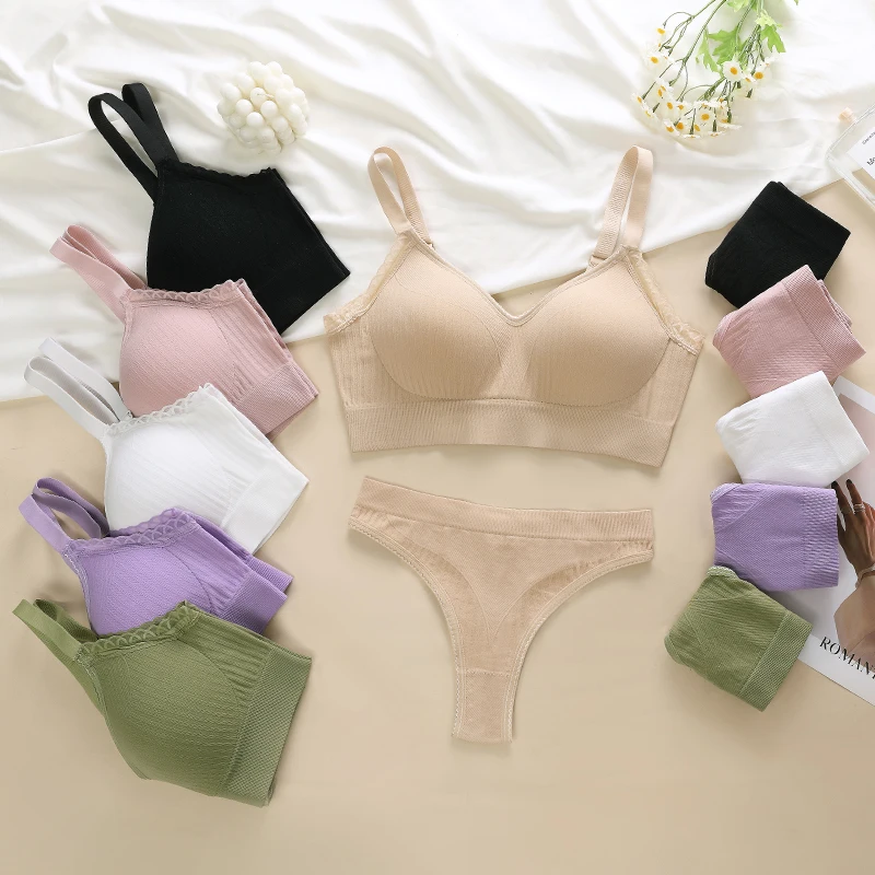 [Conjunto] Conjunto de lencería sexy para mujer Conjunto de sujetadores push-up Sujetador con aros sólidos Conjunto de bragas de ropa interior diaria