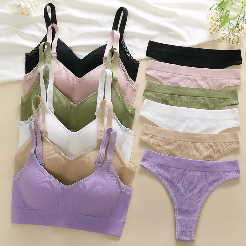 [Conjunto] Conjunto de lencería sexy para mujer Conjunto de sujetadores push-up Sujetador con aros sólidos Conjunto de bragas de ropa interior diaria