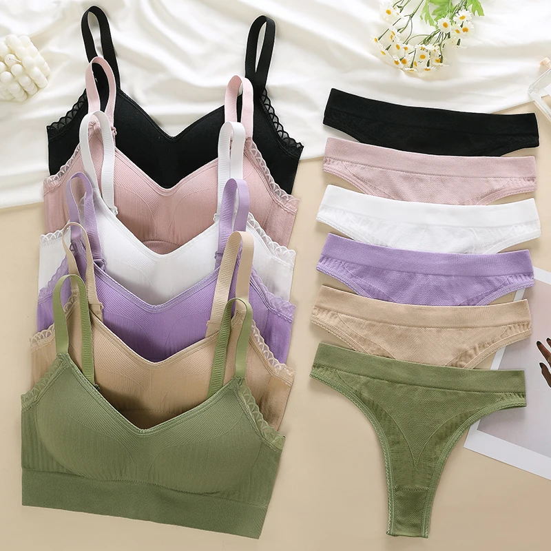 [Conjunto] Conjunto de lencería sexy para mujer Conjunto de sujetadores push-up Sujetador con aros sólidos Conjunto de bragas de ropa interior diaria