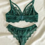 Lencería y ropa interior para mujer, sujetador con aros y tirantes de encaje elegante con diseño de pestañas y bragas brasileñas, estilo sexy - Imagen 3