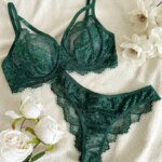Lencería y ropa interior para mujer, sujetador con aros y tirantes de encaje elegante con diseño de pestañas y bragas brasileñas, estilo sexy - Imagen 2