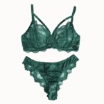 Lencería y ropa interior para mujer, sujetador con aros y tirantes de encaje elegante con diseño de pestañas y bragas brasileñas, estilo sexy