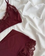 Conjunto de Lencería con Encaje, Sujetador Ajustable y Bragas de Cintura Baja, Estilo Chic y Simple, Alta Elasticidad - Imagen 2