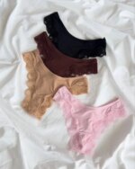 Conjunto de Lencería con Encaje, Sujetador Ajustable y Bragas de Cintura Baja, Estilo Chic y Simple, Alta Elasticidad - Imagen 5