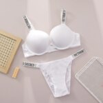 Conjunto de lencería para mujer, bralette de encaje con push-up, sin costuras, cómodo y transpirable, para estar en casa, conjunto de lencería, conjunto de ropa interior, conjunto de sujetador y braga - Imagen 4