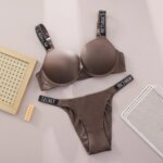 Conjunto de lencería para mujer, bralette de encaje con push-up, sin costuras, cómodo y transpirable, para estar en casa, conjunto de lencería, conjunto de ropa interior, conjunto de sujetador y braga - Imagen 3