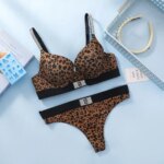 Conjunto de lencería de encaje para mujer Victoria's Secret: sujetador push-up con tirantes brillantes y logo, y tanga brillante con texto. ¡Tendencia caliente! - Imagen 2