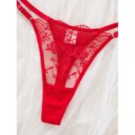 Lencería para mujer, conjunto de sujetador y bragas bordados de encaje rojo sexy, bralette delicado con efecto push-up, conjunto de lencería íntima romántica de lujo - Imagen 6