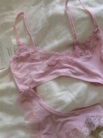 Conjunto de sujetador de encaje para mujer, sujetadores sin costuras con correa ajustada + bragas de cintura baja, conjuntos de lencería informales sencillos y sólidos de alta elasticidad - Imagen 4