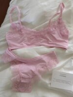 Conjunto de sujetador de encaje para mujer, sujetadores sin costuras con correa ajustada + bragas de cintura baja, conjuntos de lencería informales sencillos y sólidos de alta elasticidad - Imagen 2