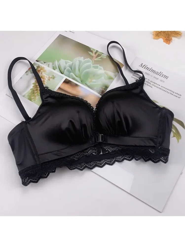 YUQI Conjunto de sujetador push-up con cierre frontal - Lencería con aros de encaje de busto pequeño para mujer |   Pull Up Lift Sexy Thin Beauty Back Bralette