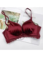 YUQI Conjunto de sujetador push-up con cierre frontal - Lencería con aros de encaje de busto pequeño para mujer |   Pull Up Lift Sexy Thin Beauty Back Bralette - Imagen 5
