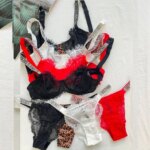 Conjunto de lencería sexy para mujer, 2 piezas, sujetador push-up y bragas ajustables con pedrería, encaje y diseño de letras de marca, 2026, NUEVO - Imagen 2