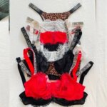 Conjunto de lencería sexy para mujer, 2 piezas, sujetador push-up y bragas ajustables con pedrería, encaje y diseño de letras de marca, 2026, NUEVO